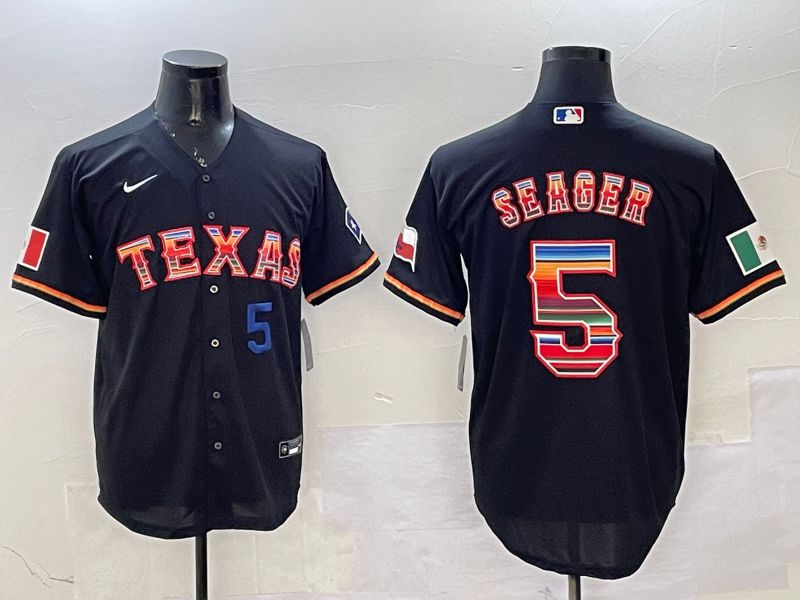 Men Texas Rangers #5 Seager Black Mexico 2025 Nike MLB Jersey style 3->texas rangers->MLB Jersey